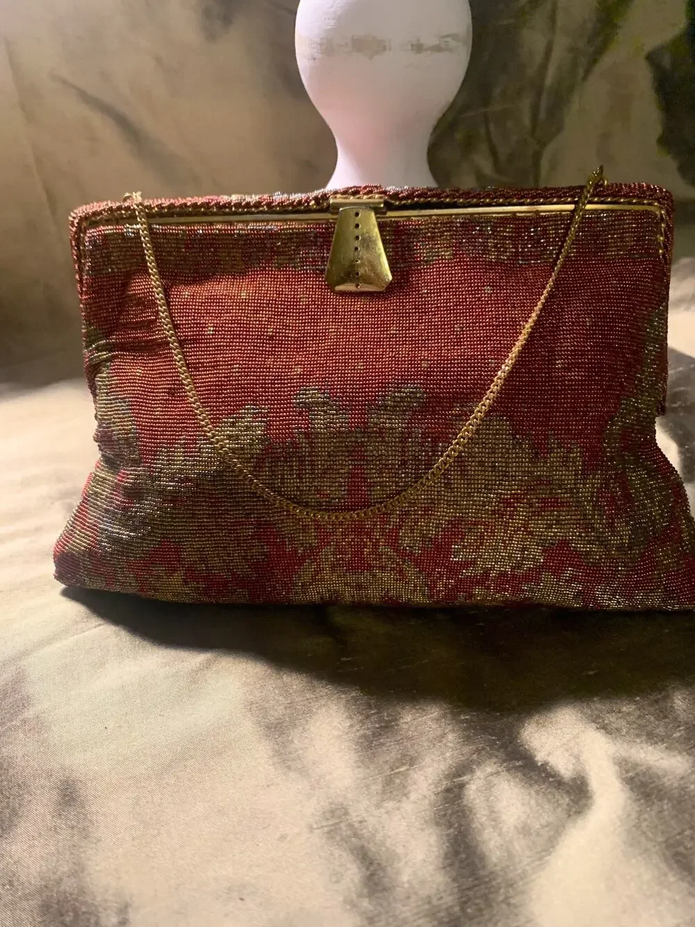 Vintage 1930s Josef Microbead Purse • Hand-Beaded Metal Bag • Made in France